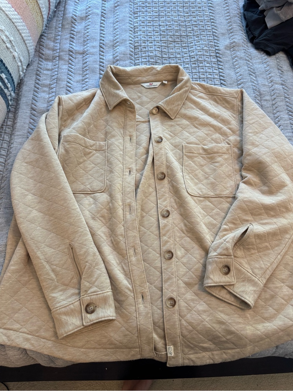 Vineyard Vines Quilted Tan Button-Up Jacket